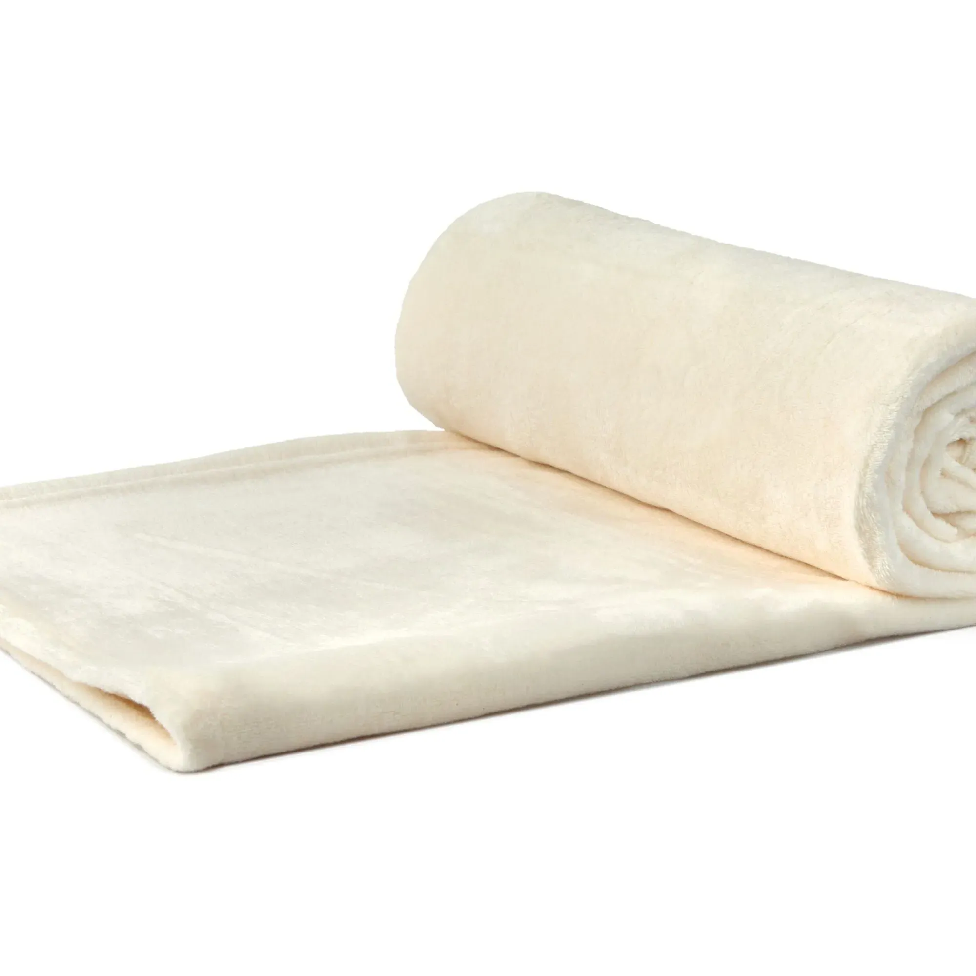 Flannel Fleece Throw - Cream, Polyester