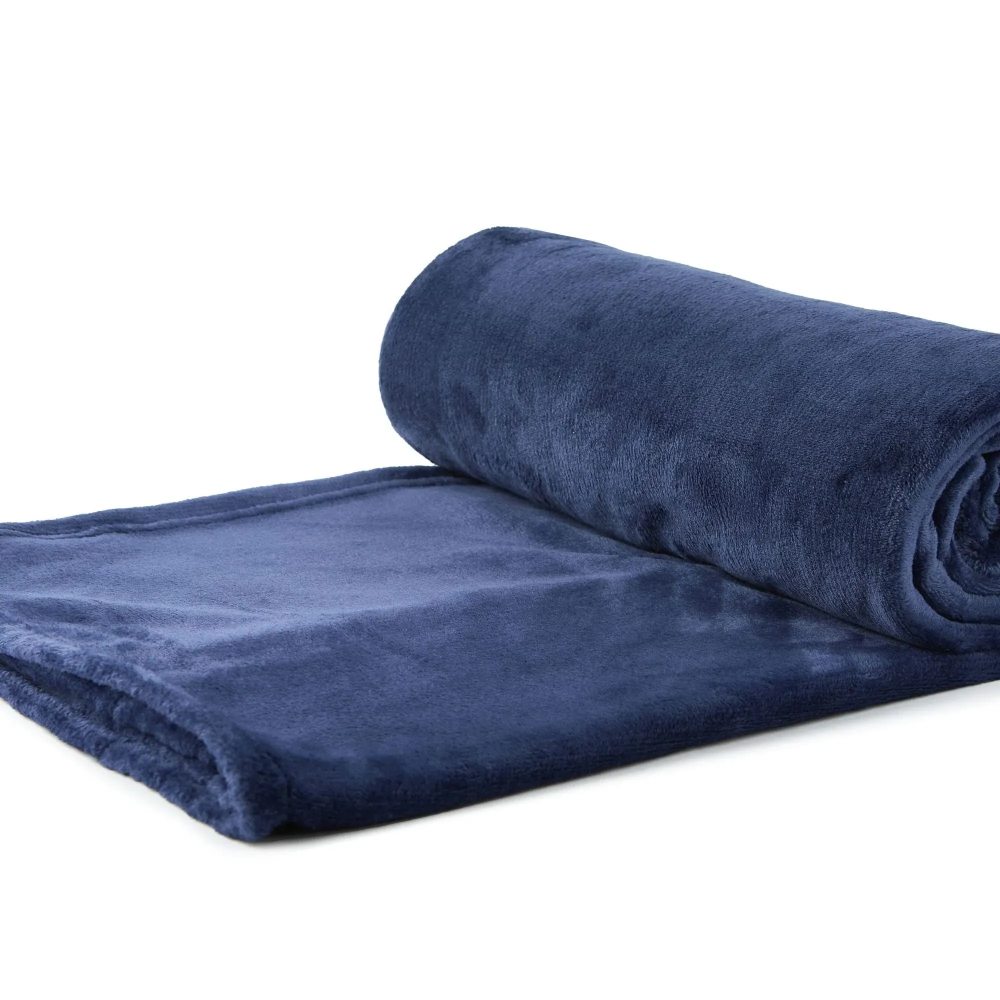 Flannel Fleece Throw - Navy Blue, Polyester