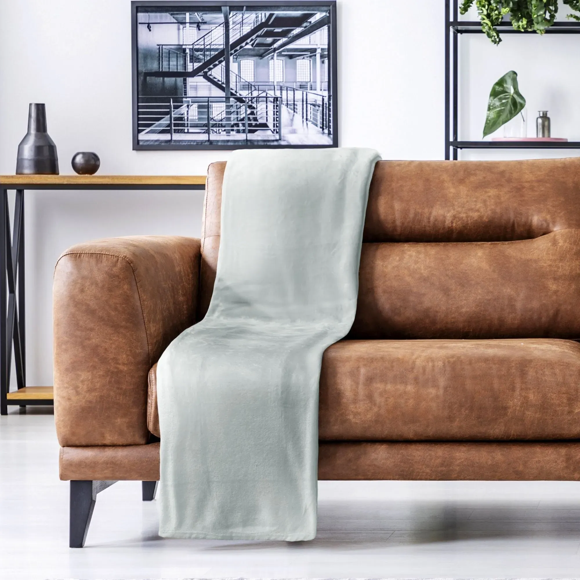 Flannel Fleece Throw - Silver, Polyester