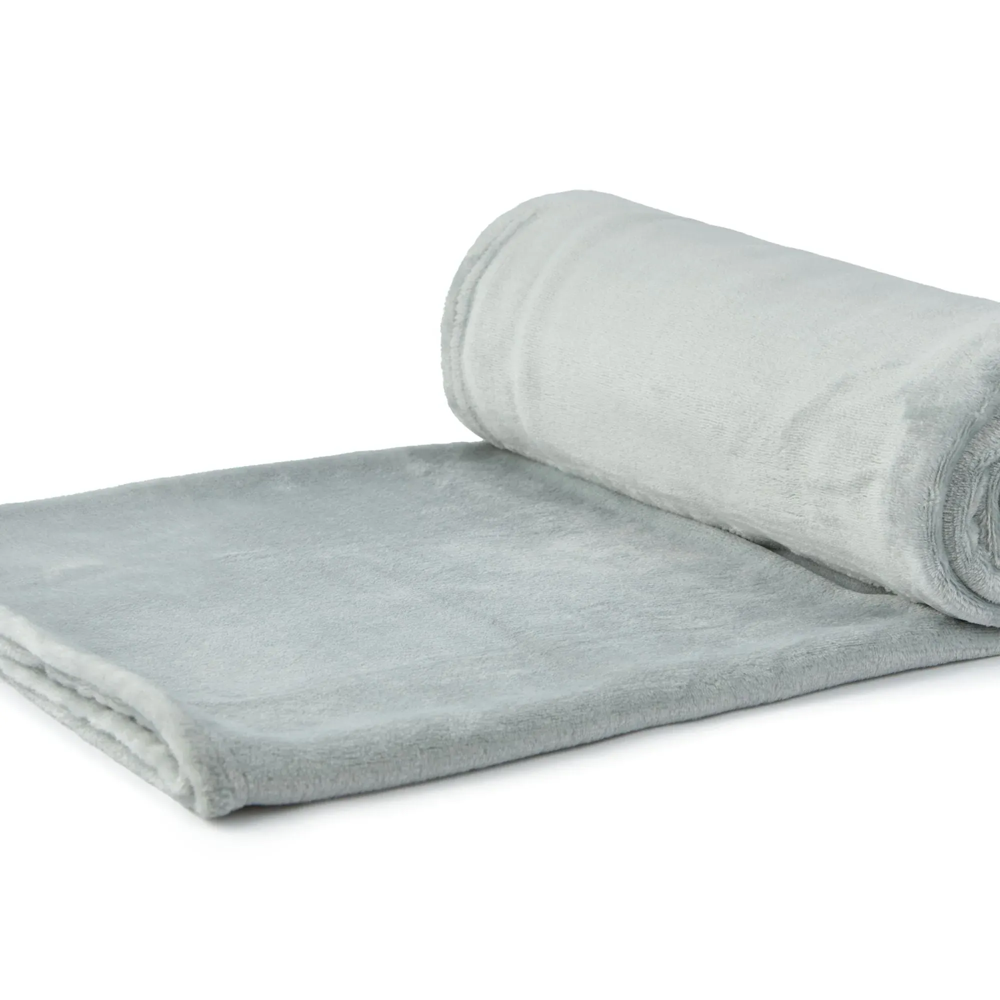Flannel Fleece Throw - Silver, Polyester