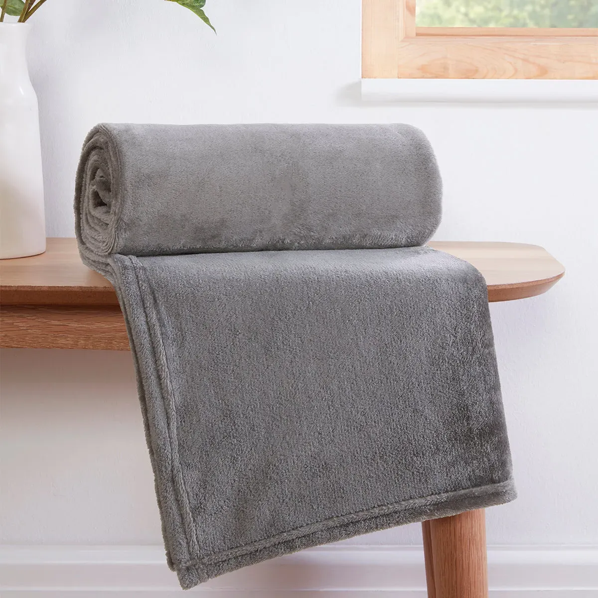 Fleece Throw Blanket - Charcoal, Soft Fleece