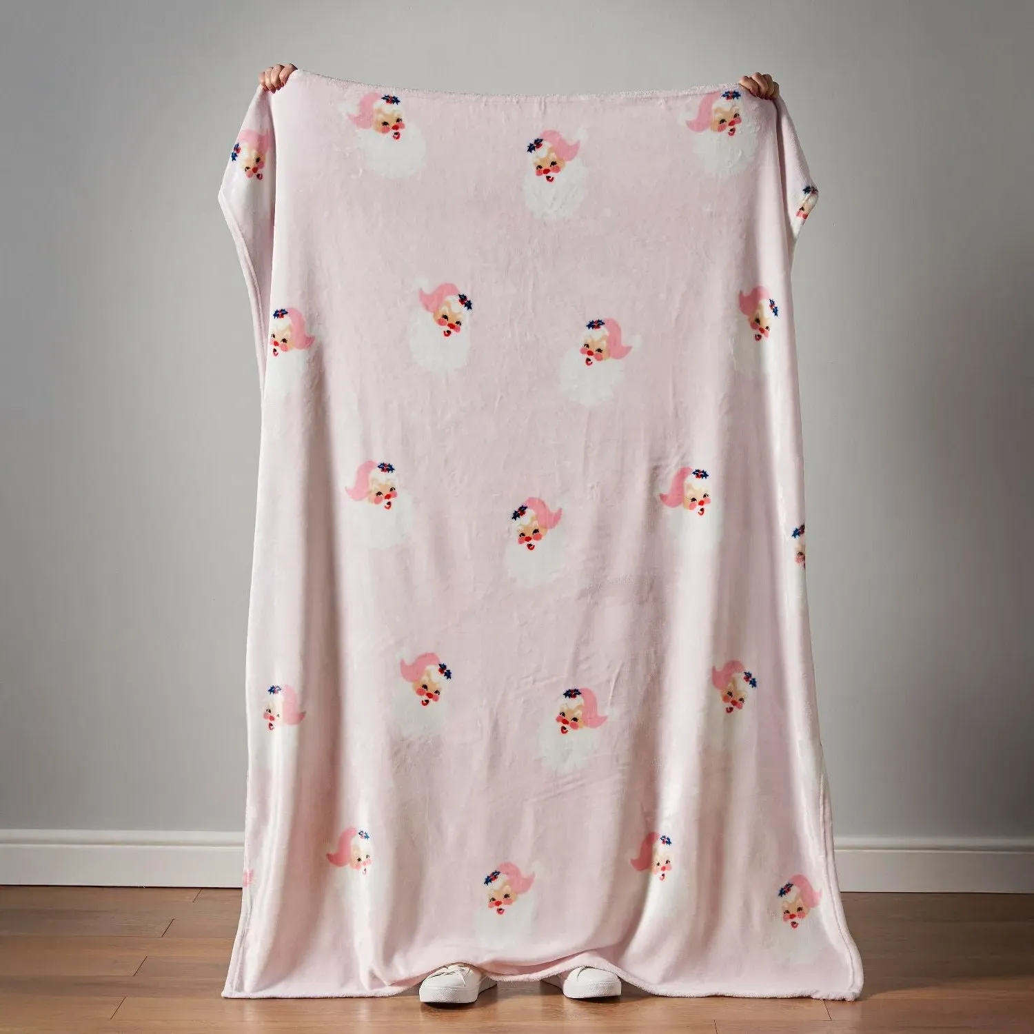 Fleece Throw with Santa Design - Pink image