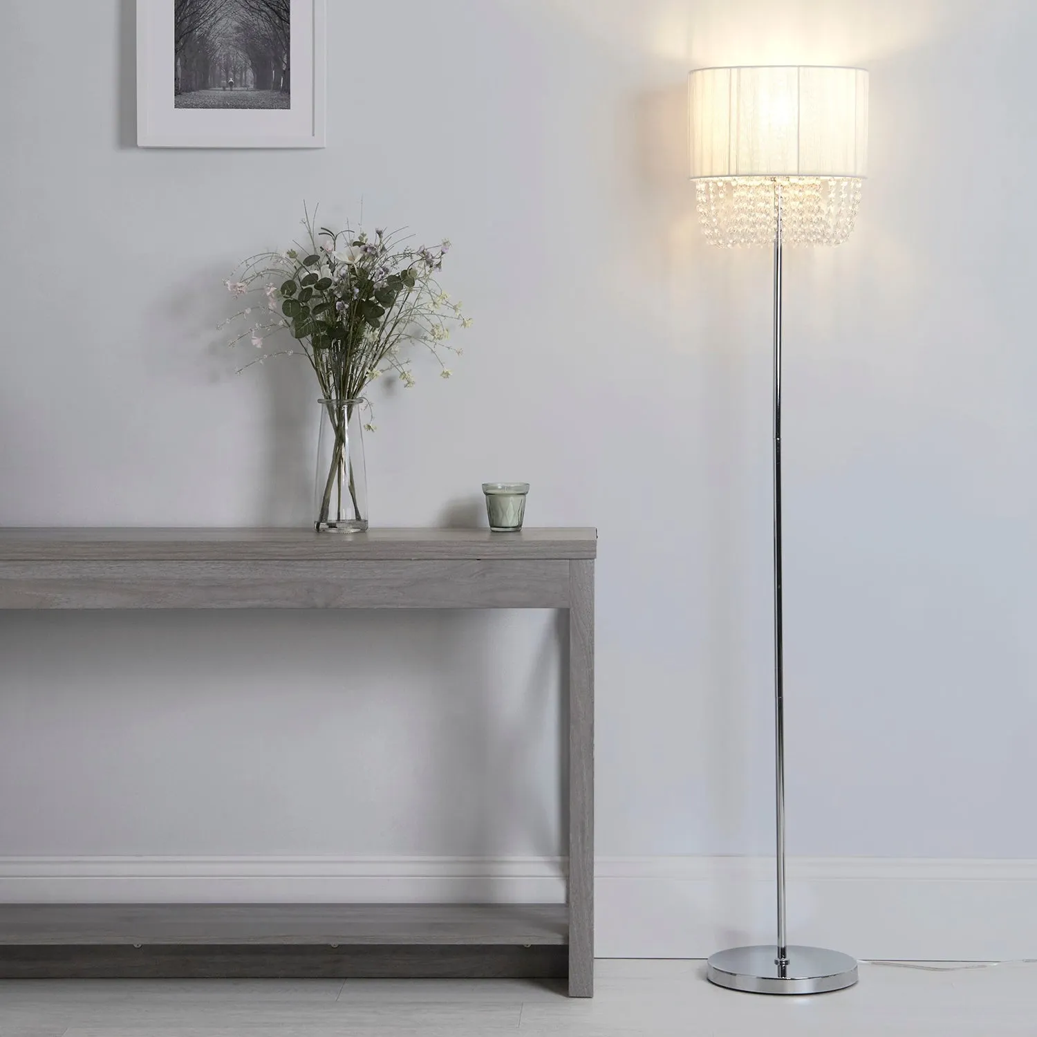 Floor Lamp with Acrylic Drops - White