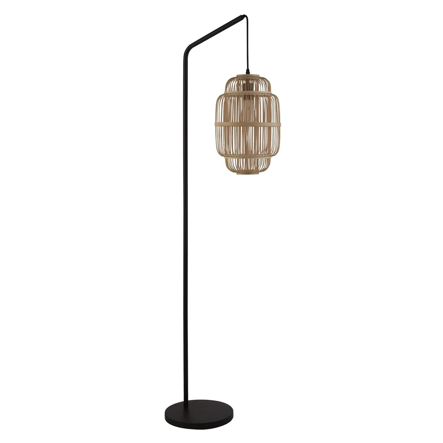 Floor Lamp with Bamboo Shade - Black image