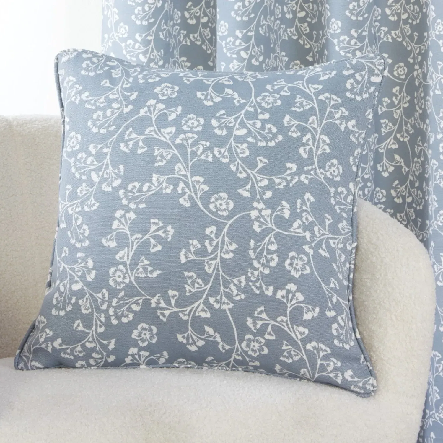 Floral Filled Cushion - Blue