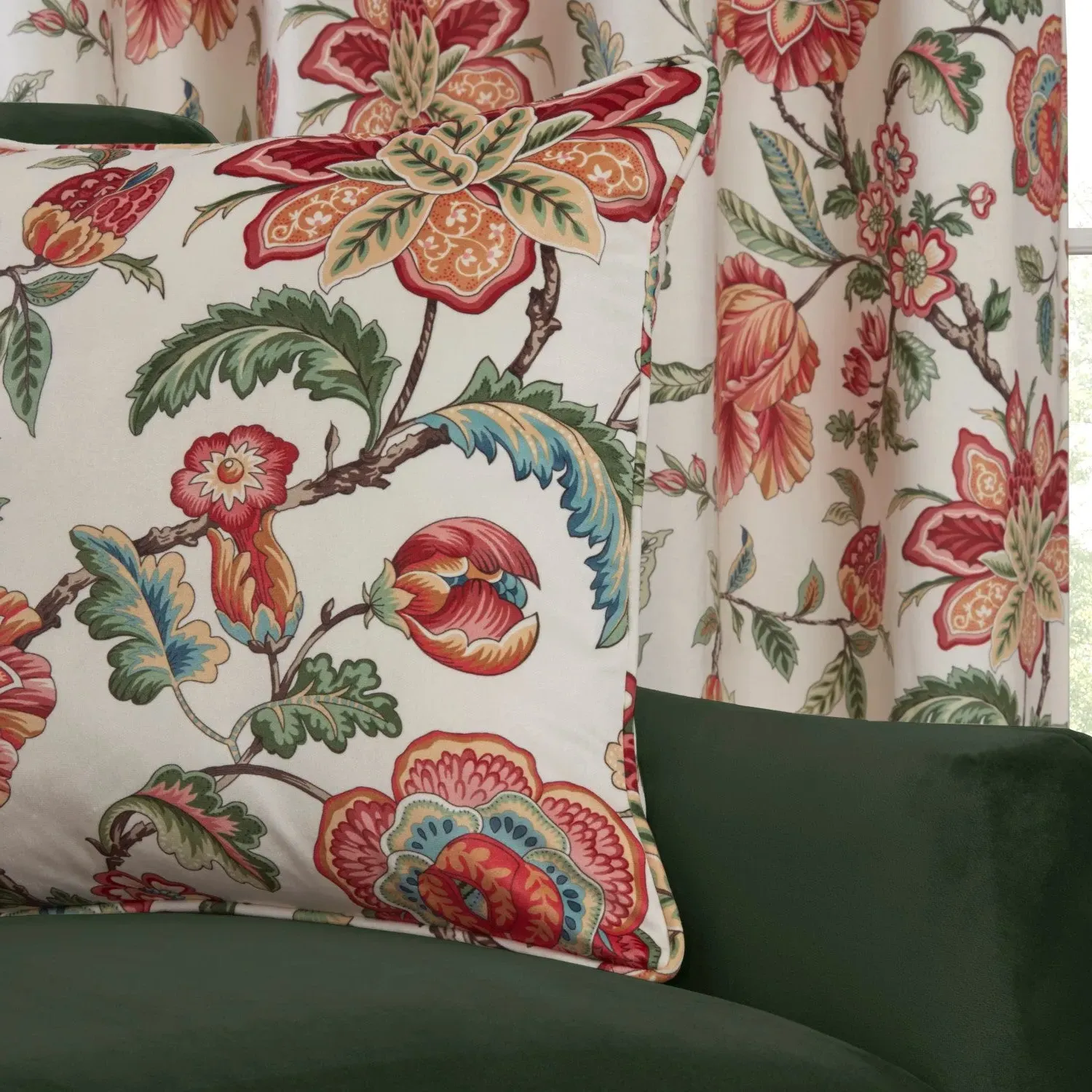 Floral Filled Cushion - Multi, Velvet