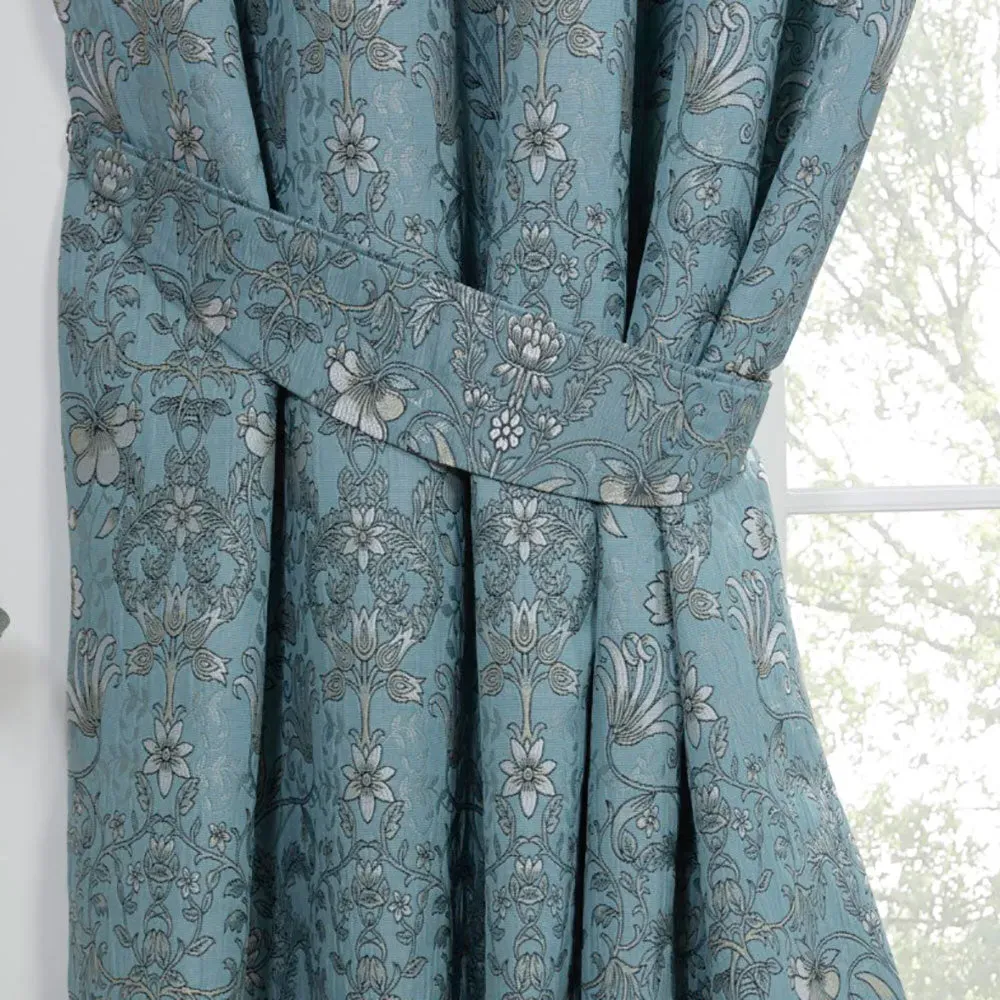 Floral Jacquard Curtain Tiebacks - Blue image