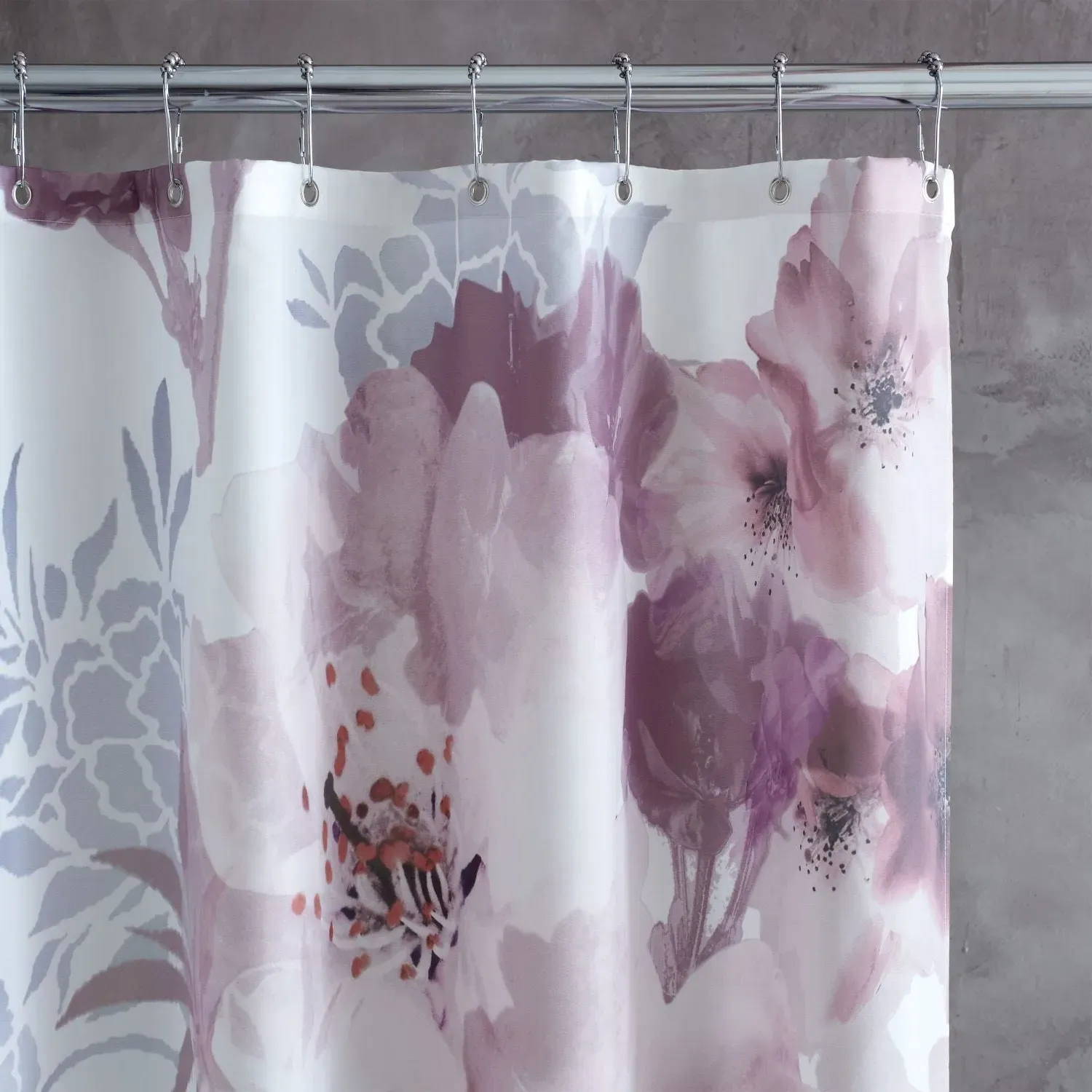 Floral Print Shower Curtain - Pink, Polyester