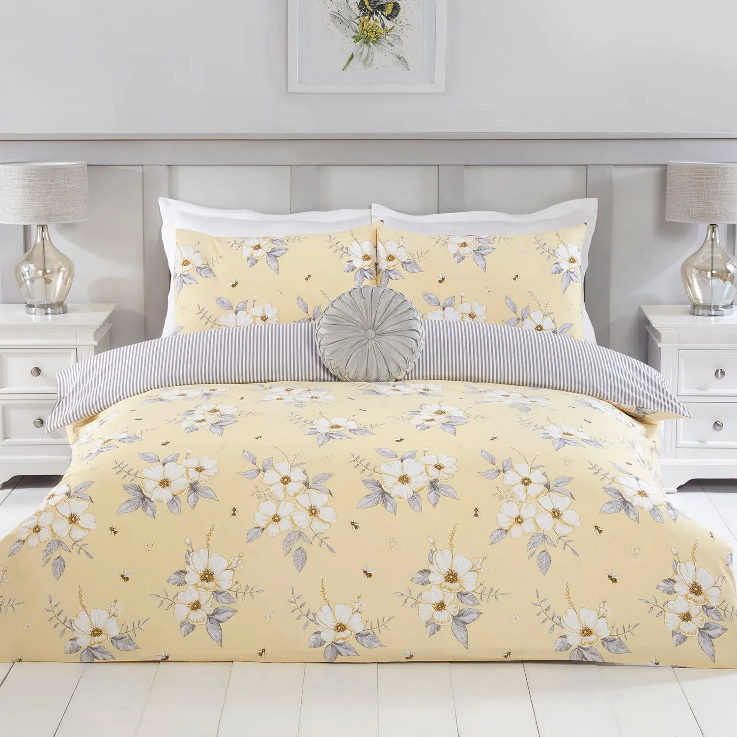 Flower Bee Single Reversible Duvet Set - Yellow product