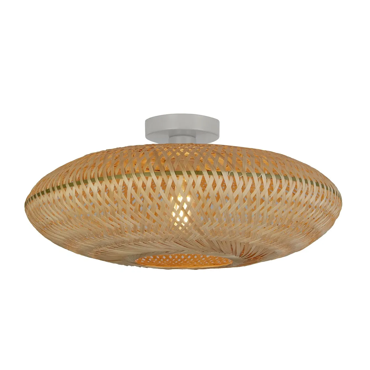 Flush Ceiling Light with Woven Shade - Natural, Rattan