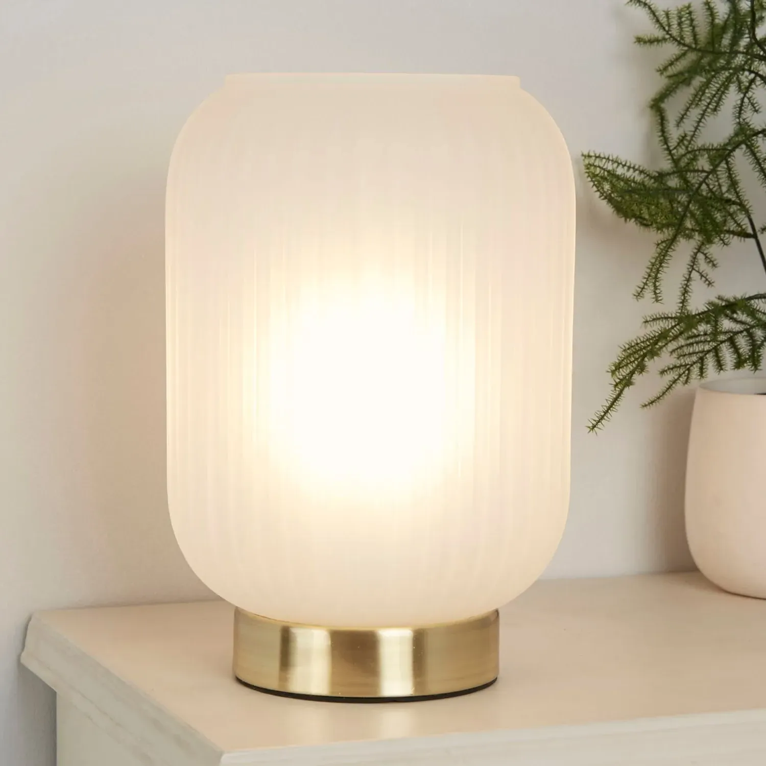 Flute Frosted Ribbed Acrylic Shade Table Lamp - Gold product