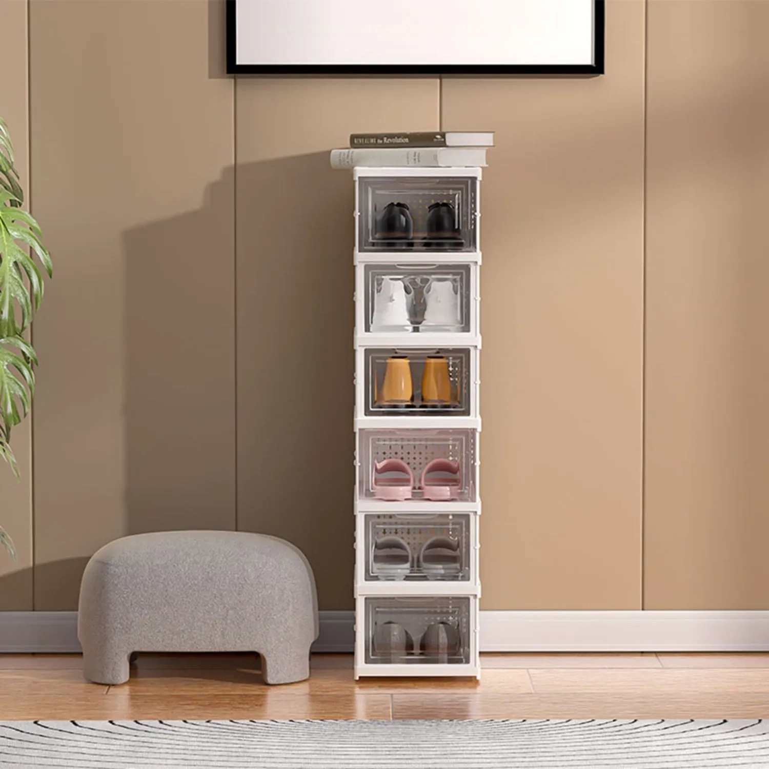 Foldable 6-Tier Shoe Storage Box Unit - White product