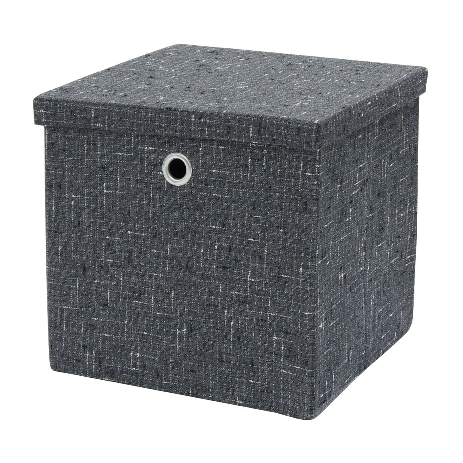 Foldable Storage Box with Lid - Grey, Fabric