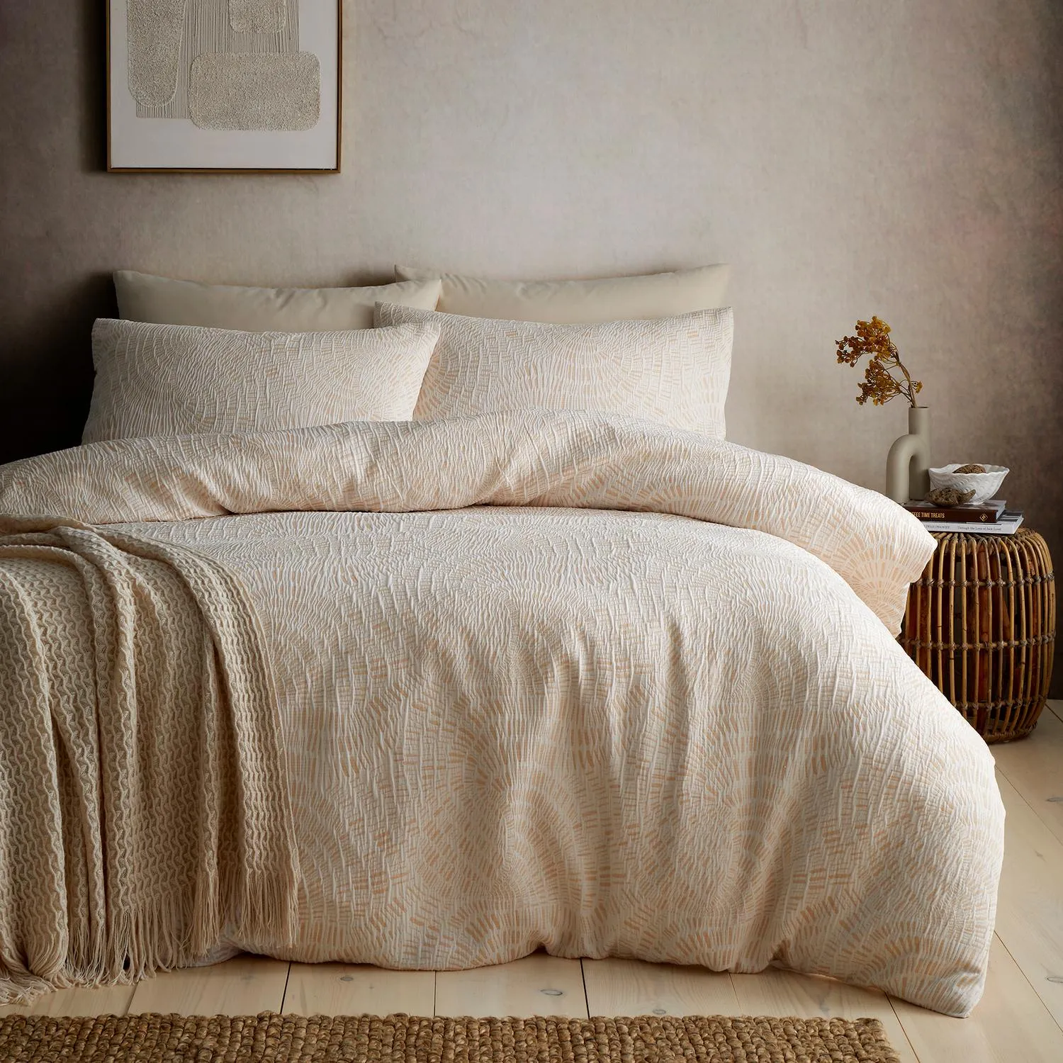 Fossil Single Jacquard Duvet Set - Natural product