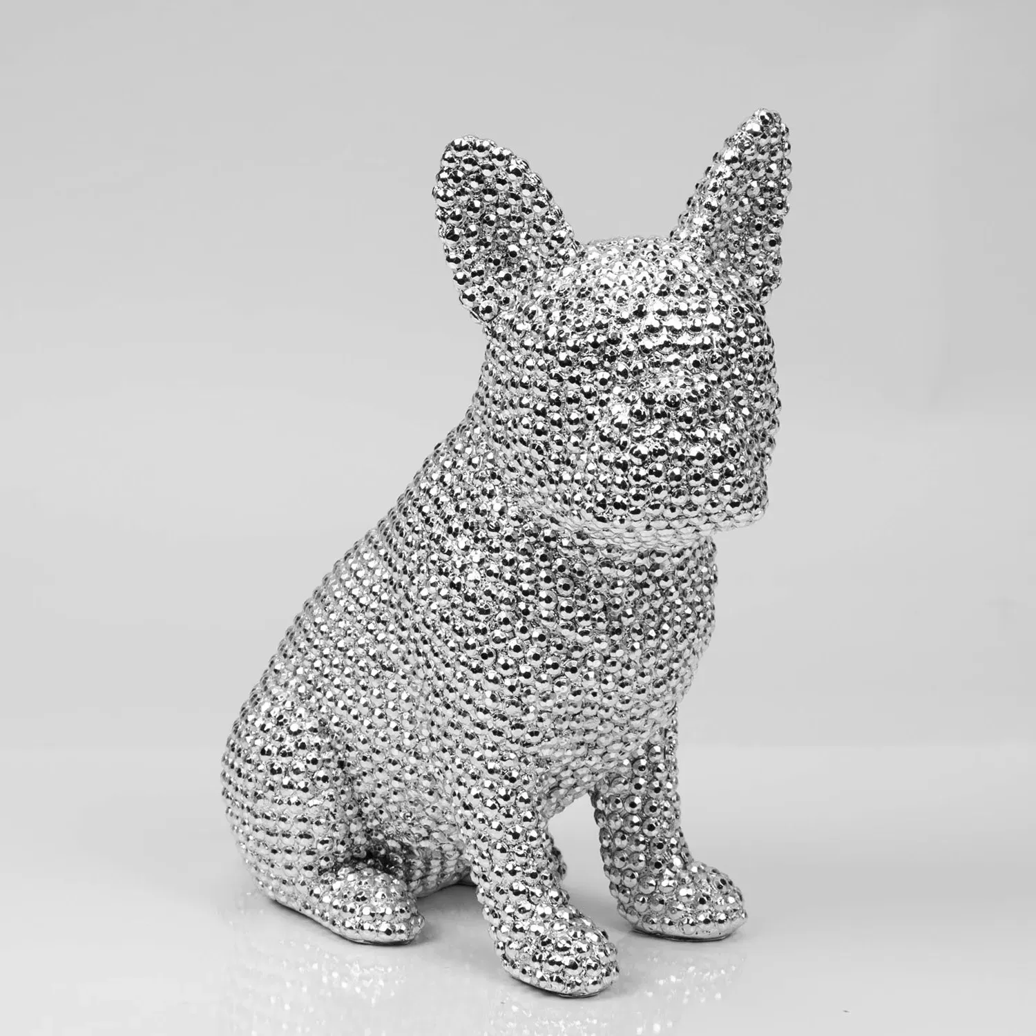 French Bulldog Figurine with Diamante - Silver