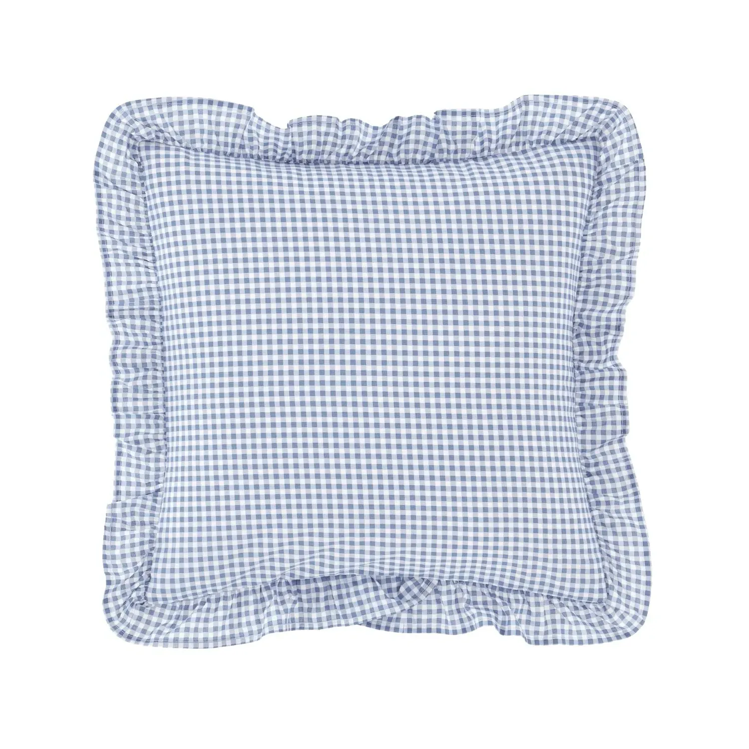 Frill Edge Cushion - Blue, Cotton