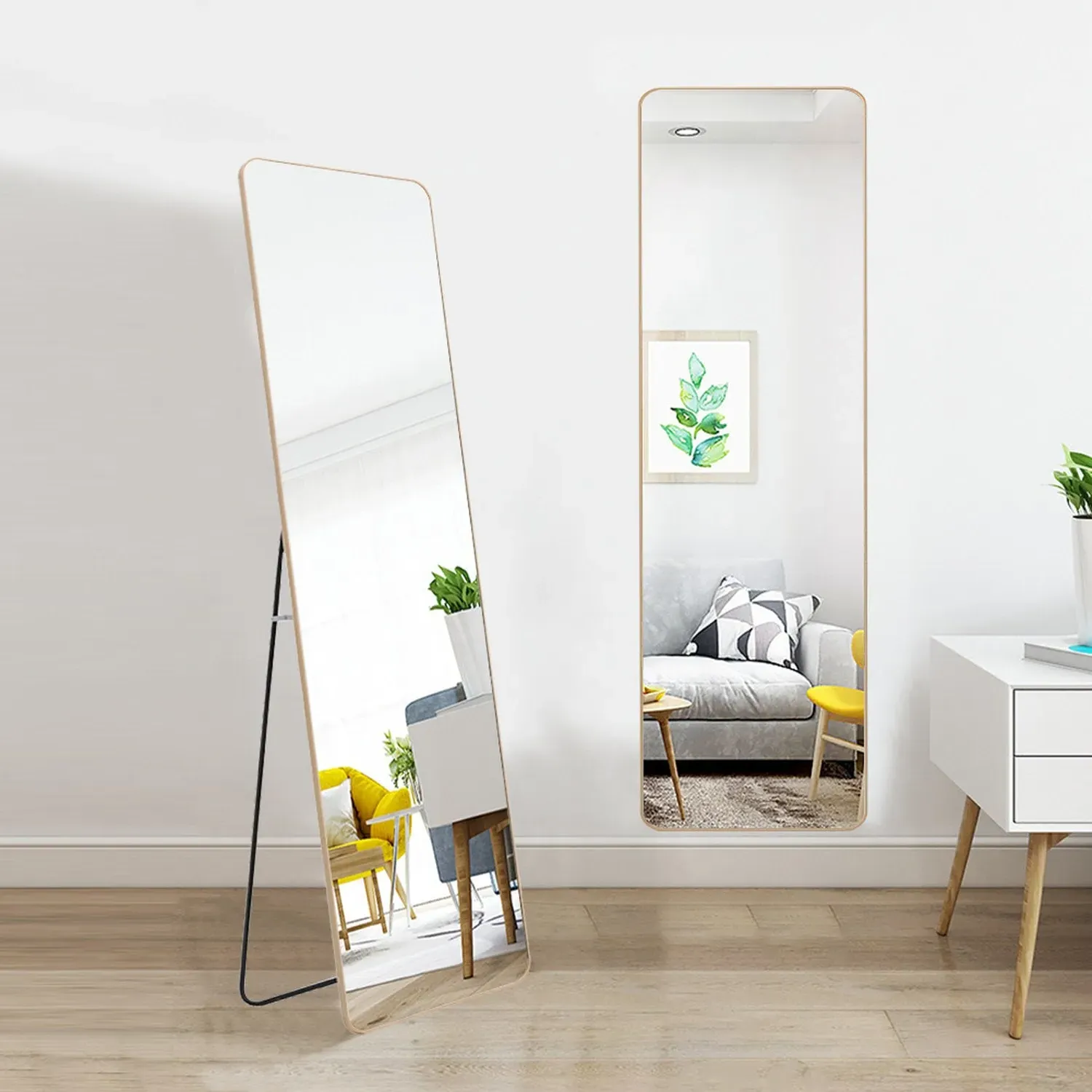 Full Length Floor Mirror - Gold, Metal by Julian Charles, alternate view