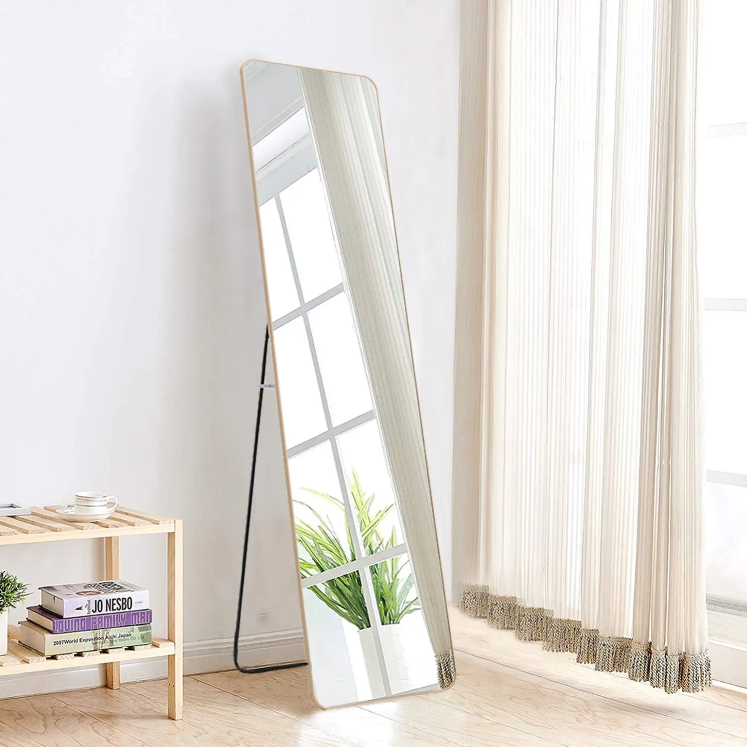 Full Length Floor Mirror - Gold, Metal by Julian Charles