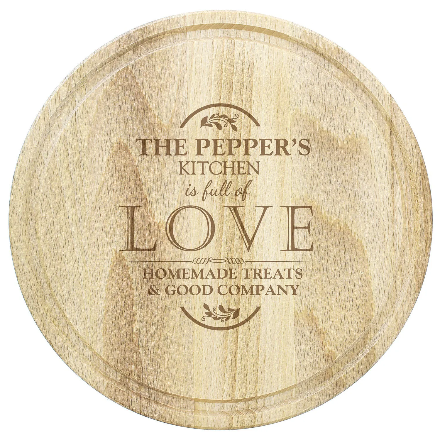 Full of Love Round Chopping Board - Brown, Wood product