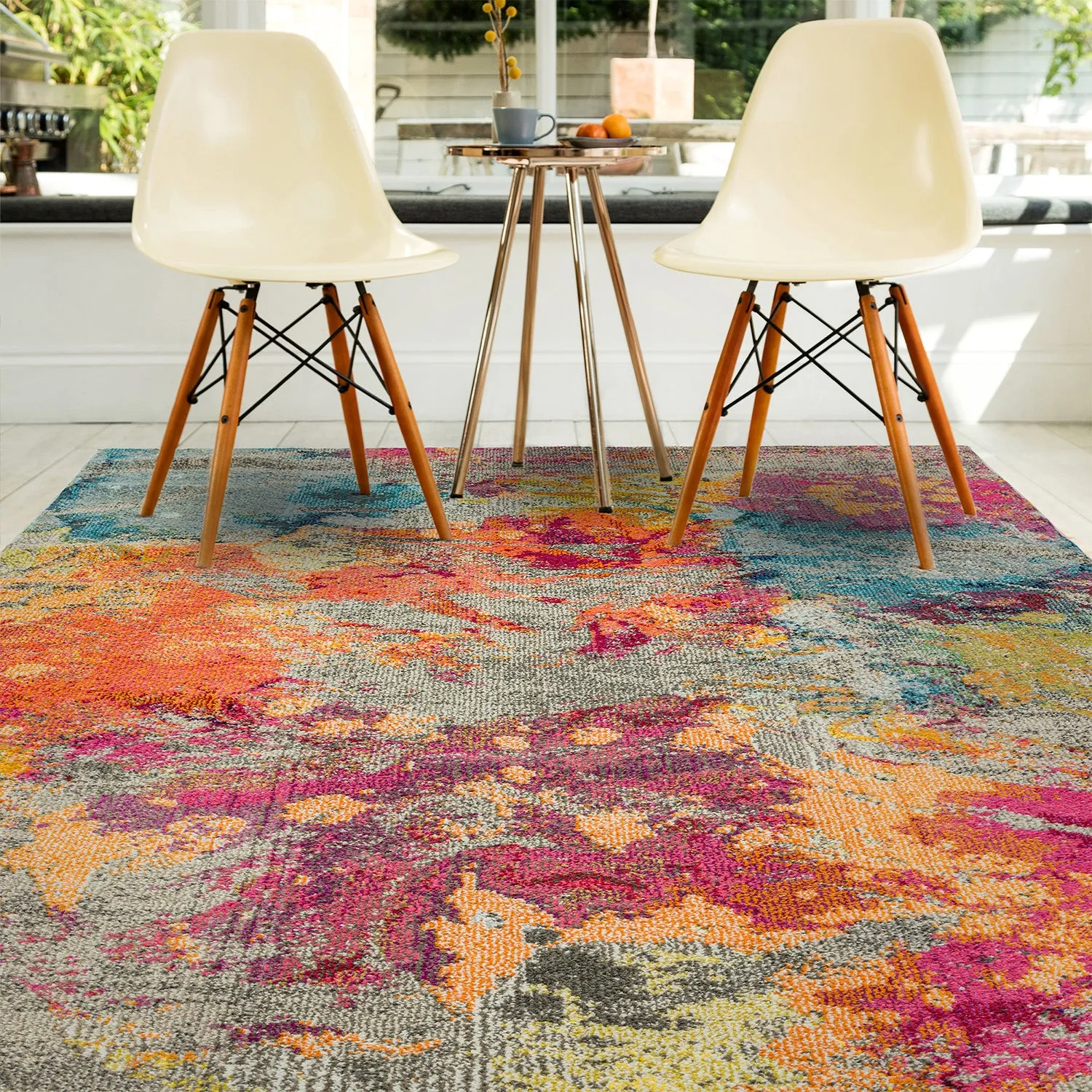 Galactic Area Rug with Abstract Design - Multi