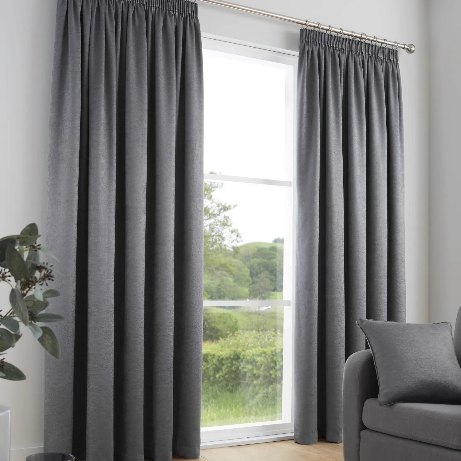 Galaxy Dim Out Pencil Pleat Curtains - Charcoal Grey product