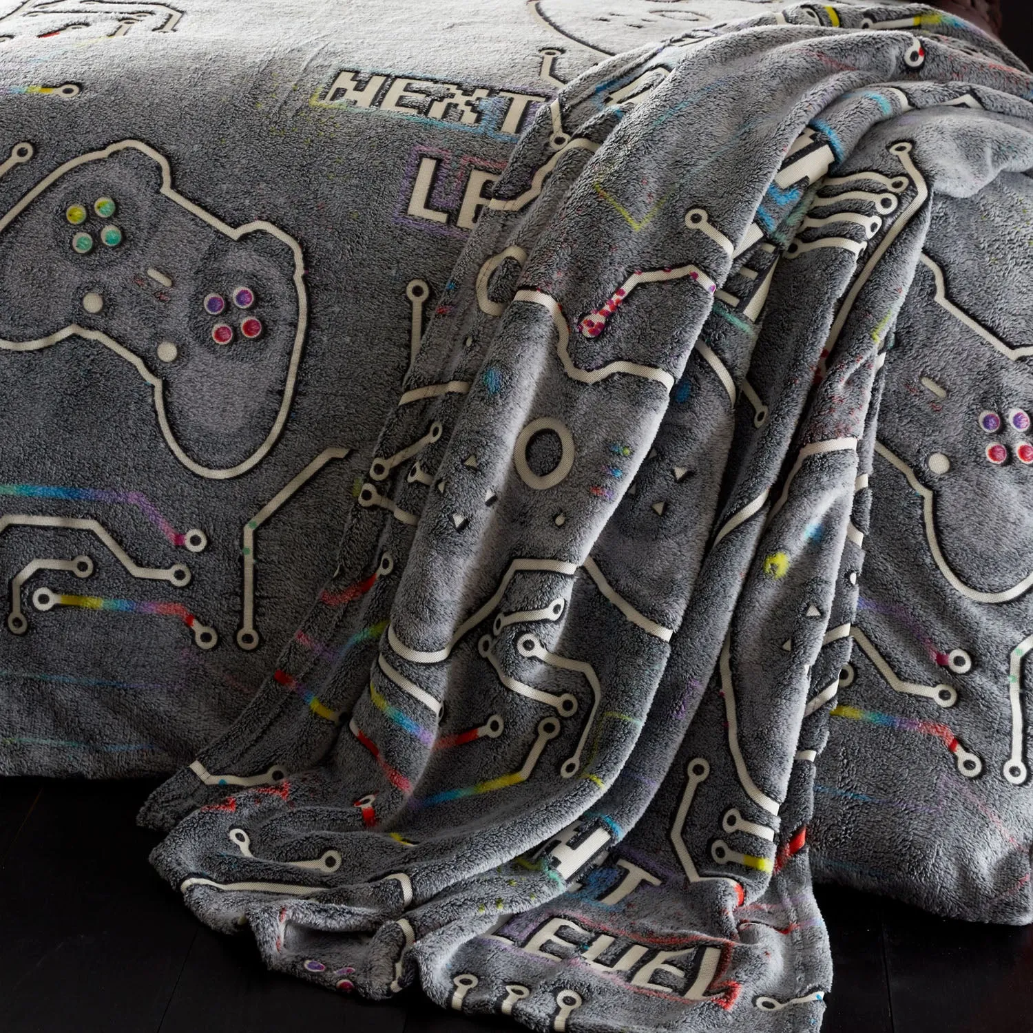 Gaming Controller Fleece Throw - Black, Fleece