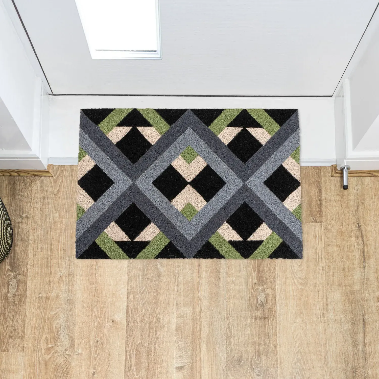 Geo Latex Backed Coir Entrance Doormat - Blue product