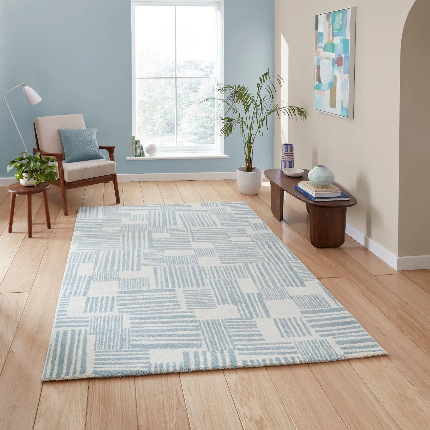 Geometric Blocks Rug - Blue, Polypropylene