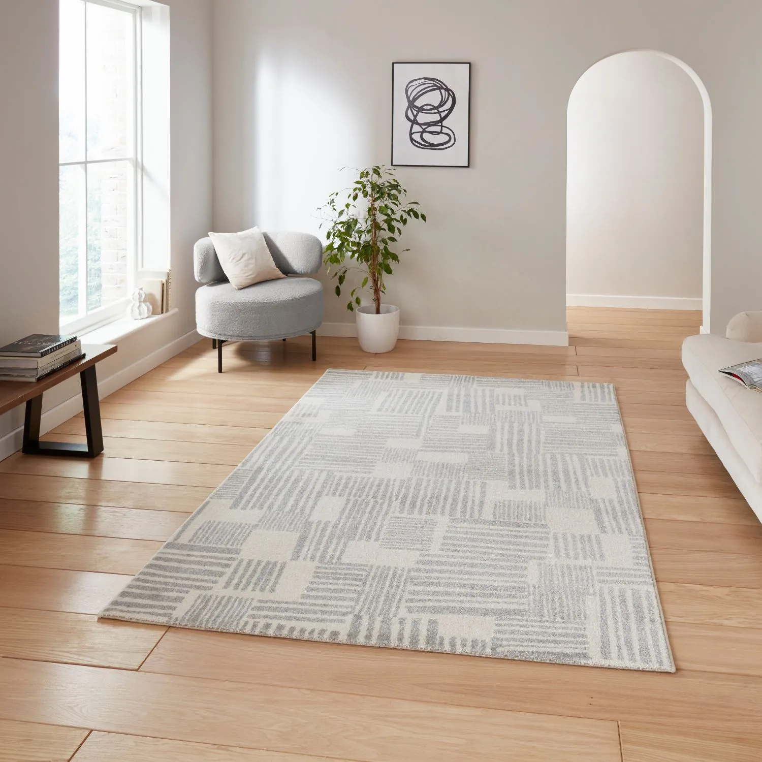Geometric Blocks Rug - Grey, Polypropylene