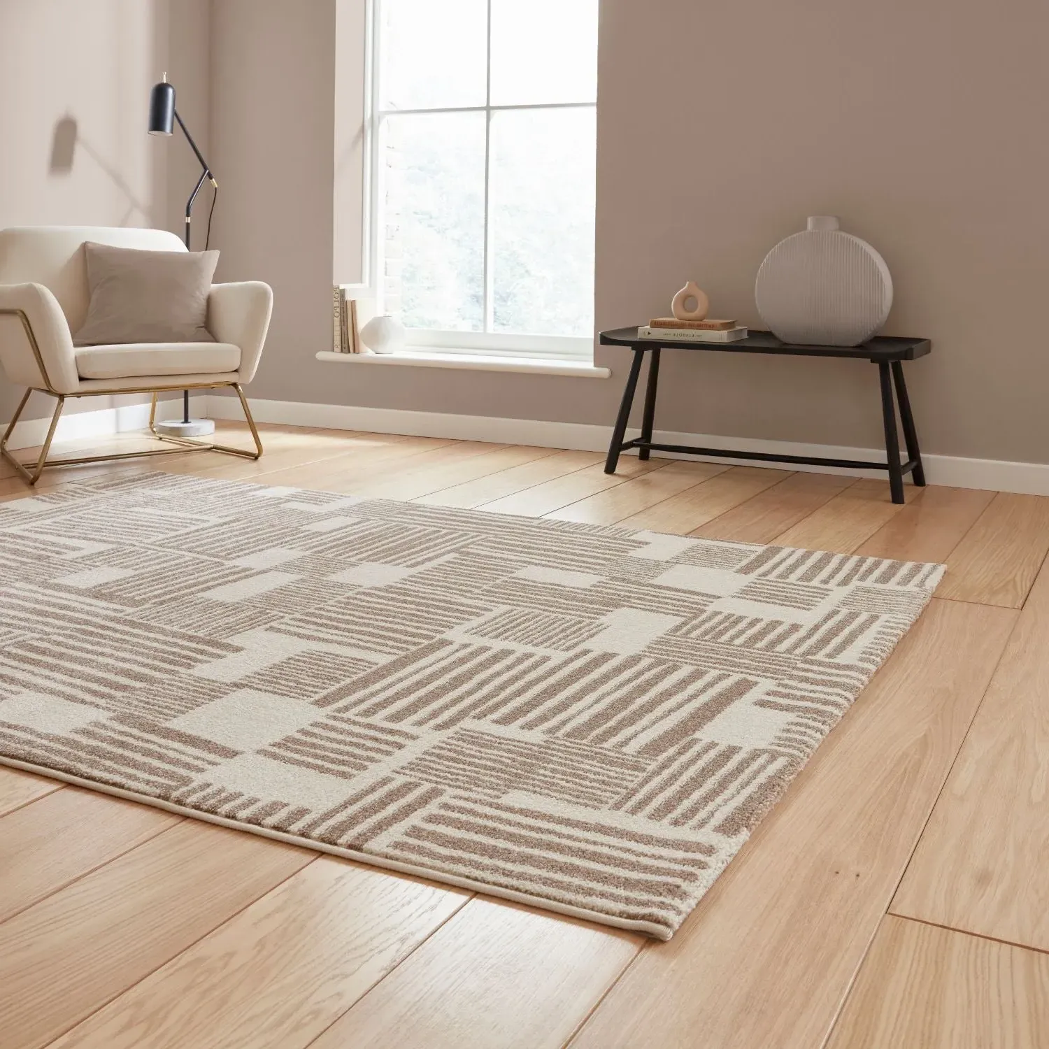 Geometric Blocks Rug - Natural, Polypropylene