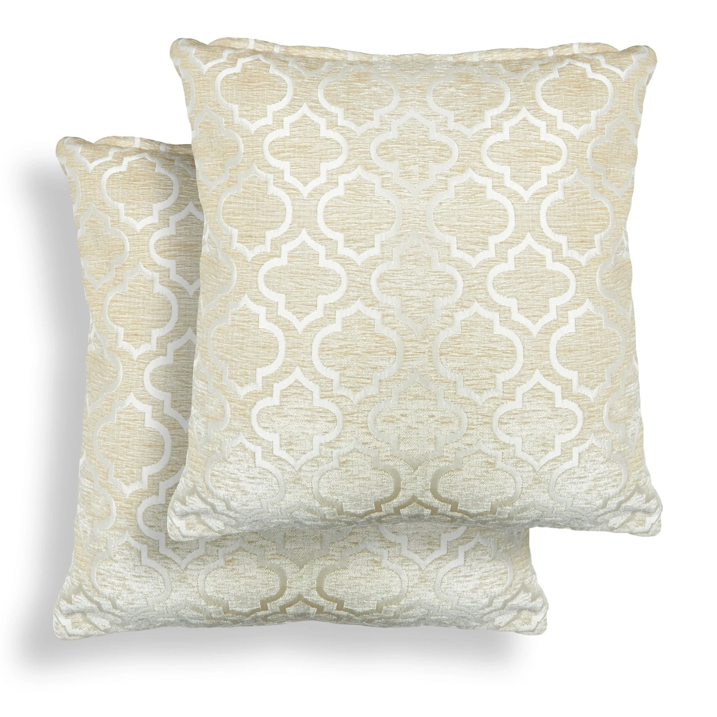 Geometric Cushion Covers Pair - Cream, Jacquard