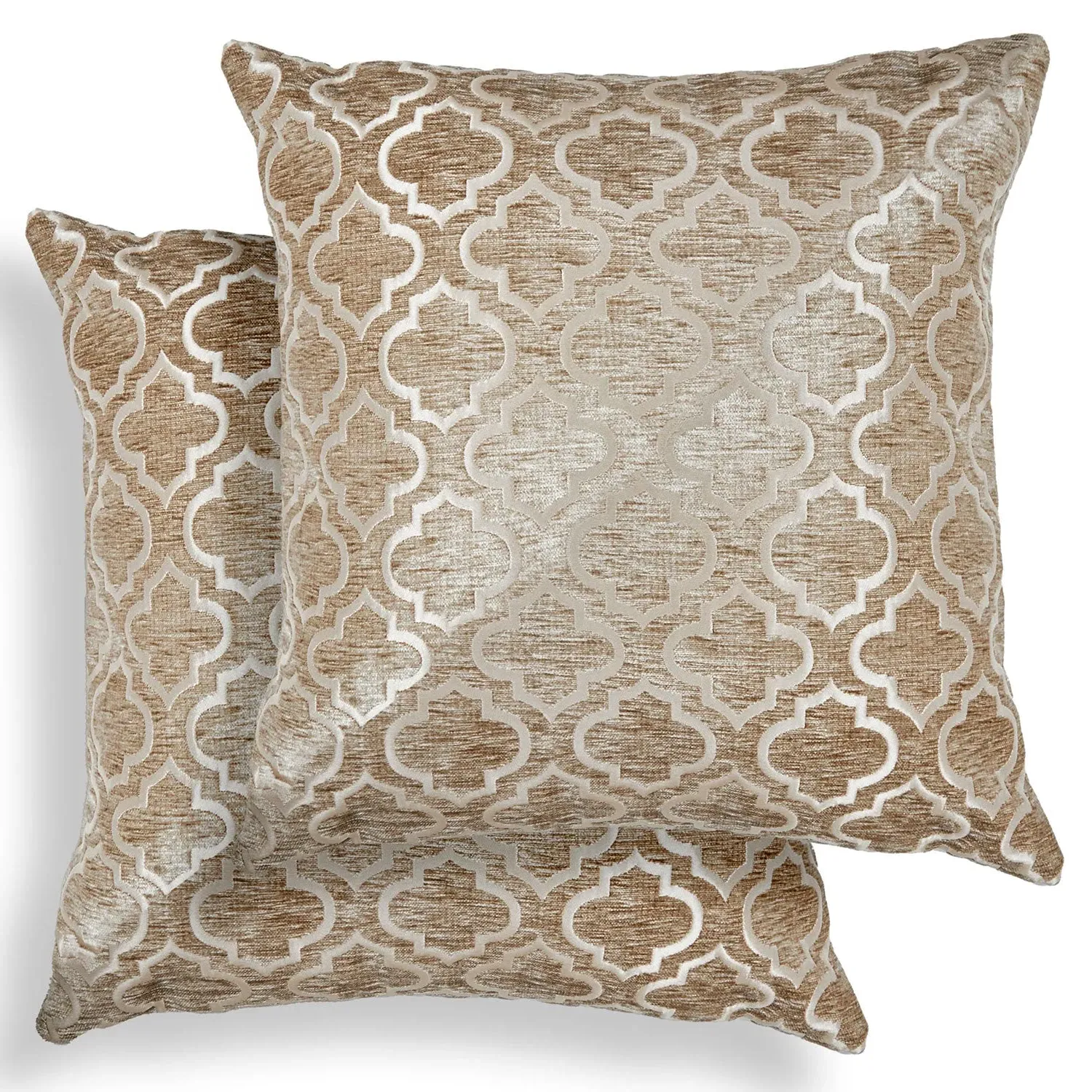 Geometric Cushion Covers Pair - Gold, Jacquard