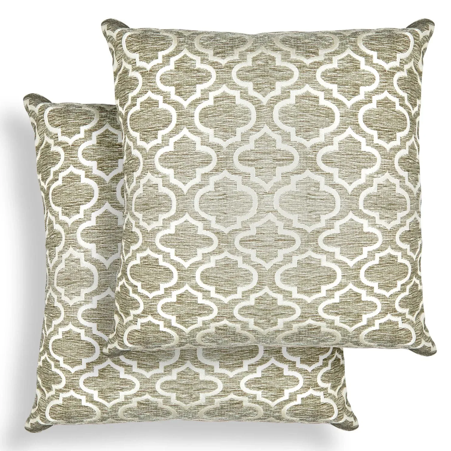 Geometric Cushion Covers Pair - Grey, Jacquard