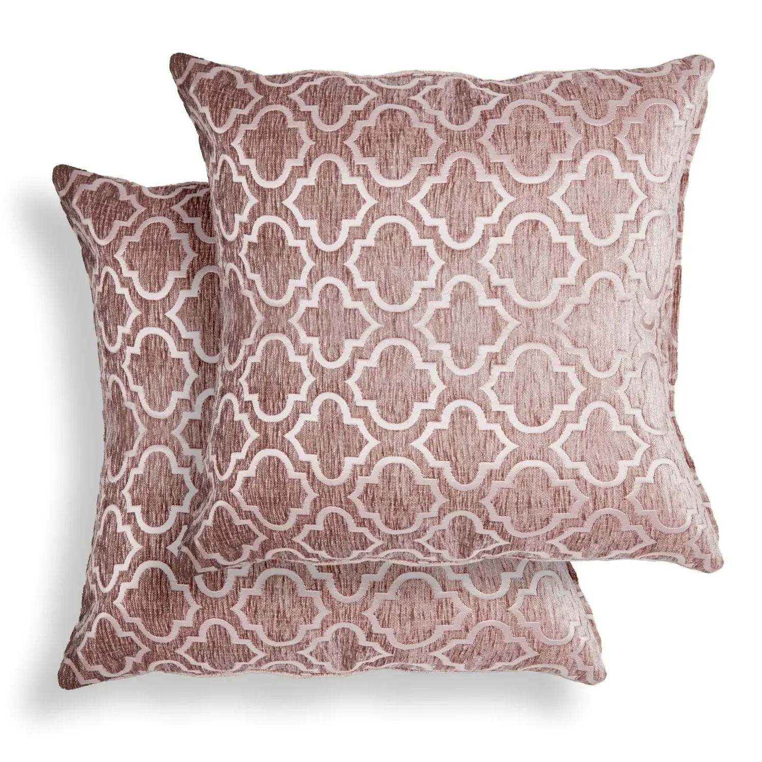 Geometric Cushion Covers Pair - Pink, Jacquard