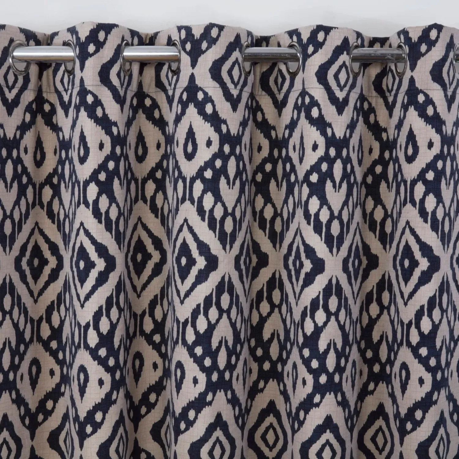 Geometric Eyelet Curtains - Navy Blue image