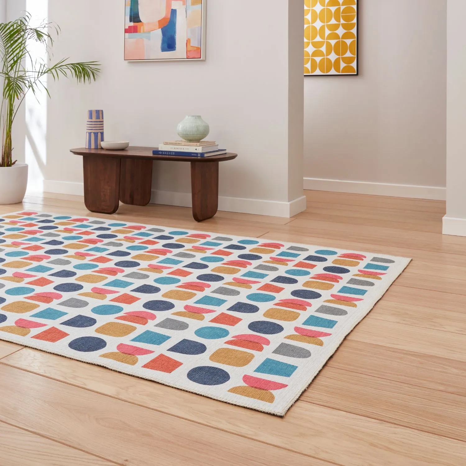 Geometric Rug with Digital Print - Multi, Polyester