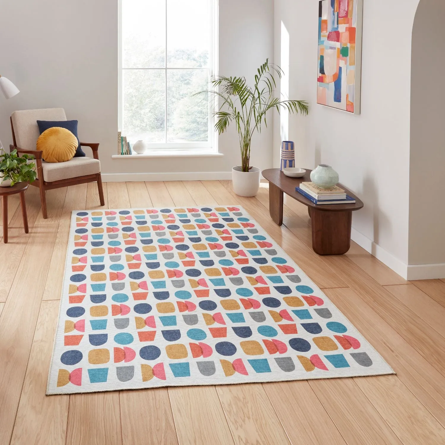 Geometric Rug with Digital Print - Multi, Polyester