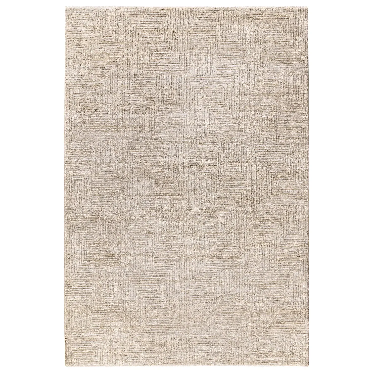 Geometric Rug with Fringe - Cream image