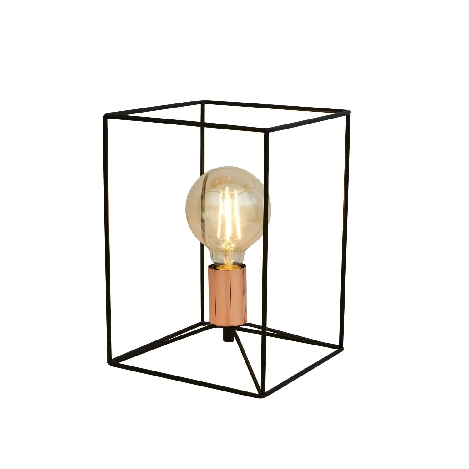 Geometric Wire Table Lamp - Black, Metal