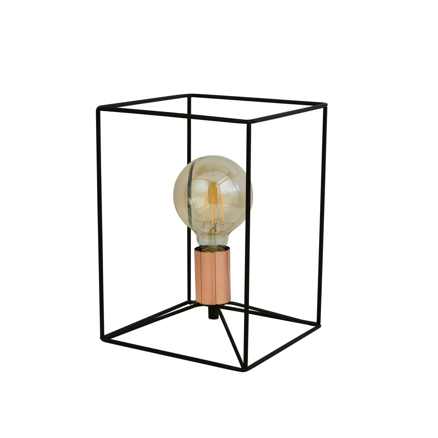 Geometric Wire Table Lamp - Black, Metal image