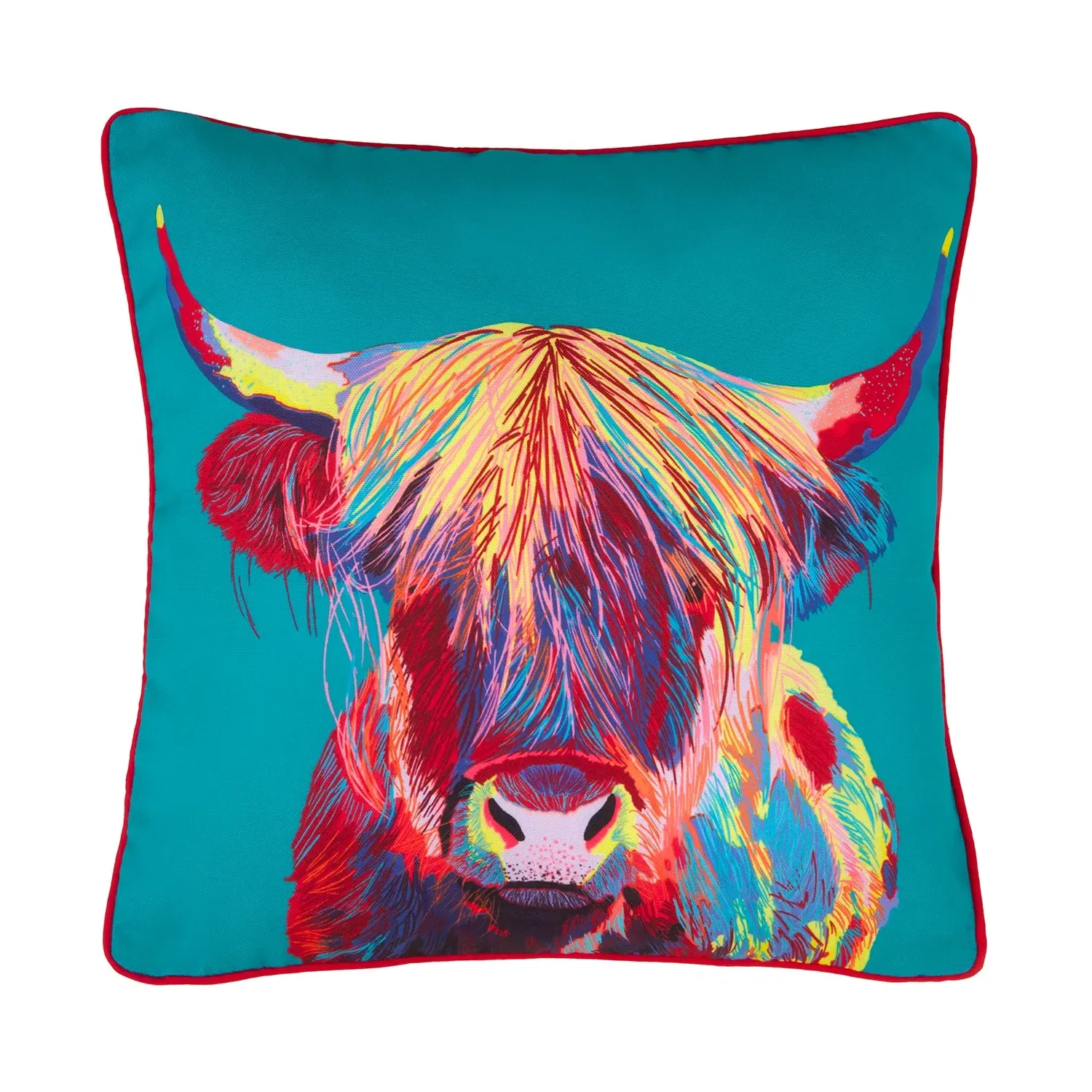 Gerald Highland Cow Bright Canvas Cushion - Multi, Canvas product