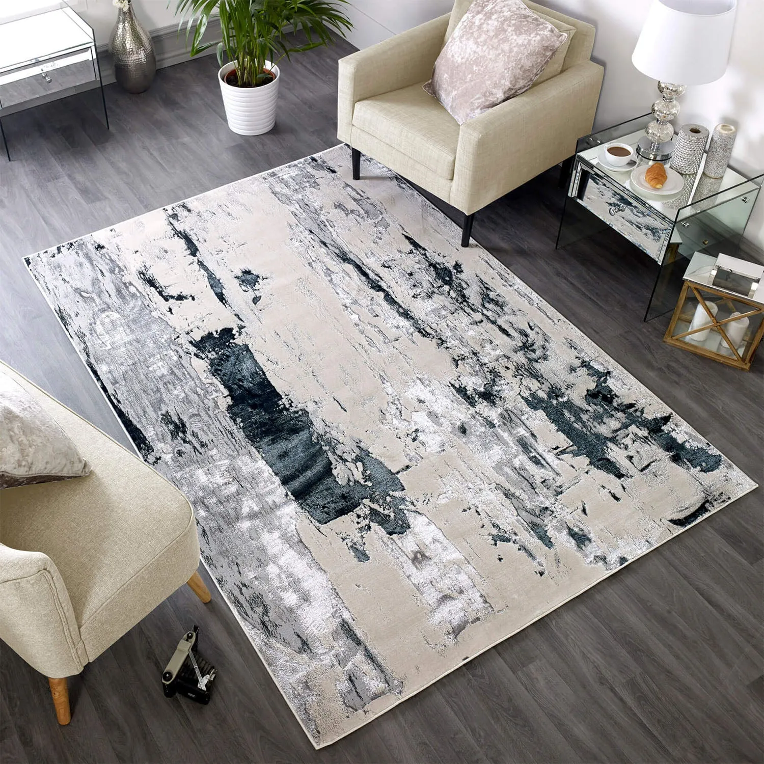 Glacier Rug with Metallic Accents - Grey