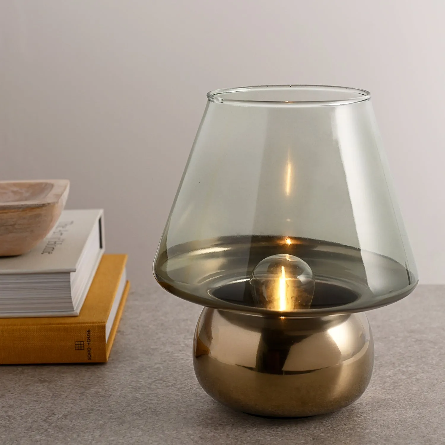 Glass LED Lamp with Retro Design - Green, Glass image