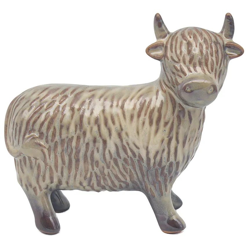 Glazed Farmyard Fun Highland Cow Medium Ornament by Julian Charles