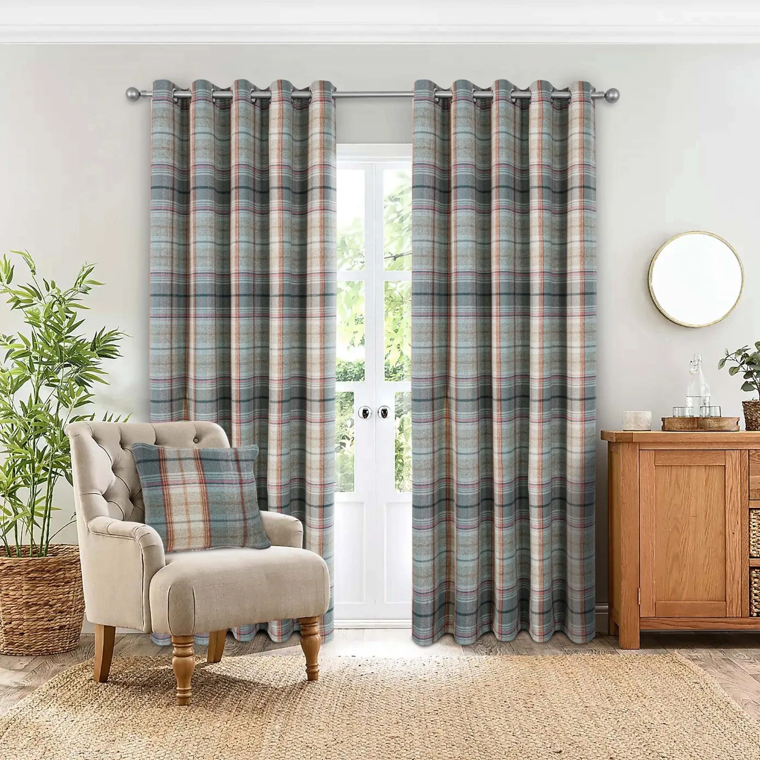 Gleneagles Tartan Blackout Eyelet Curtains - Blue, W117 x L137cm product