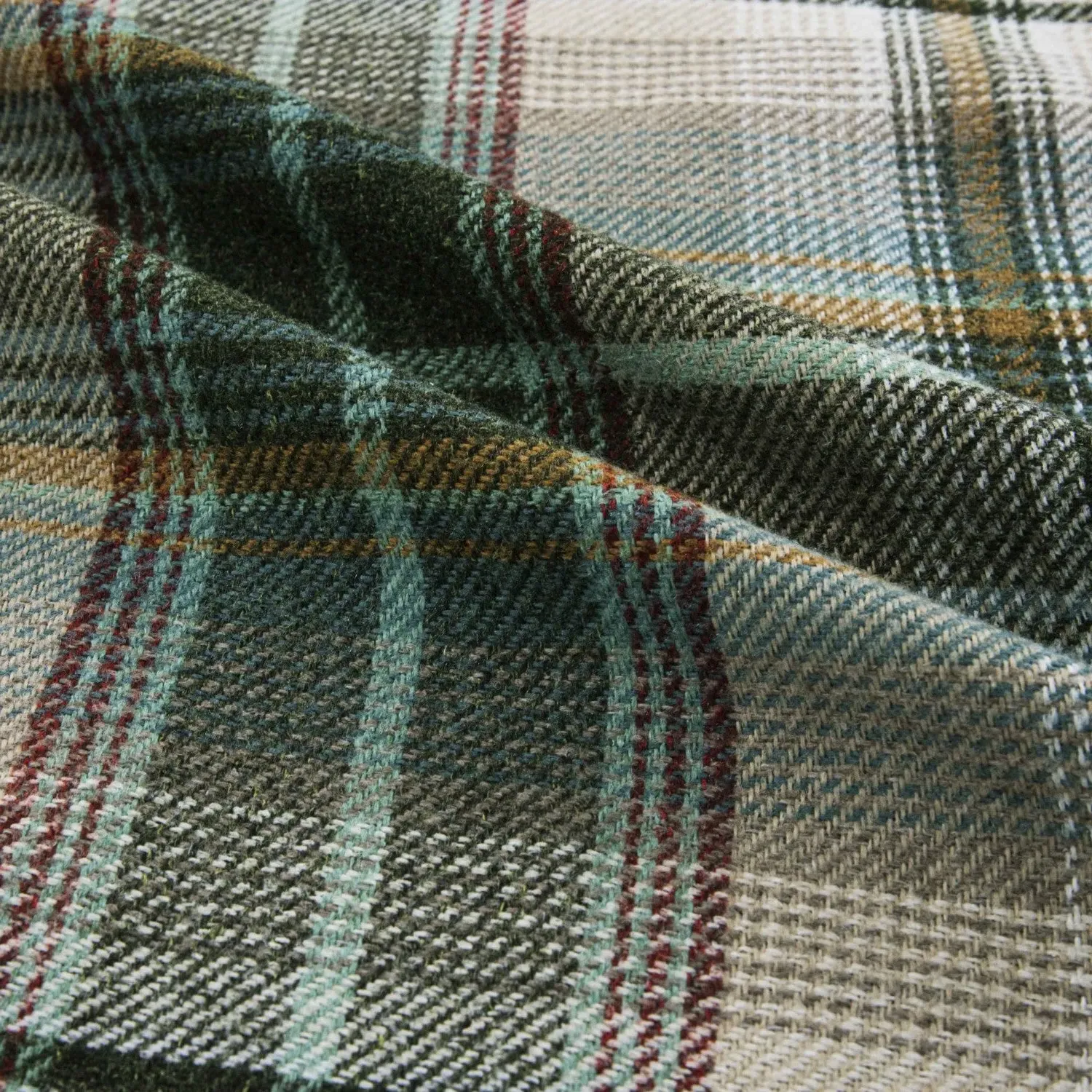 Gleneagles Tartan Blackout Eyelet Curtains - Green, Woven Fabric alternate view