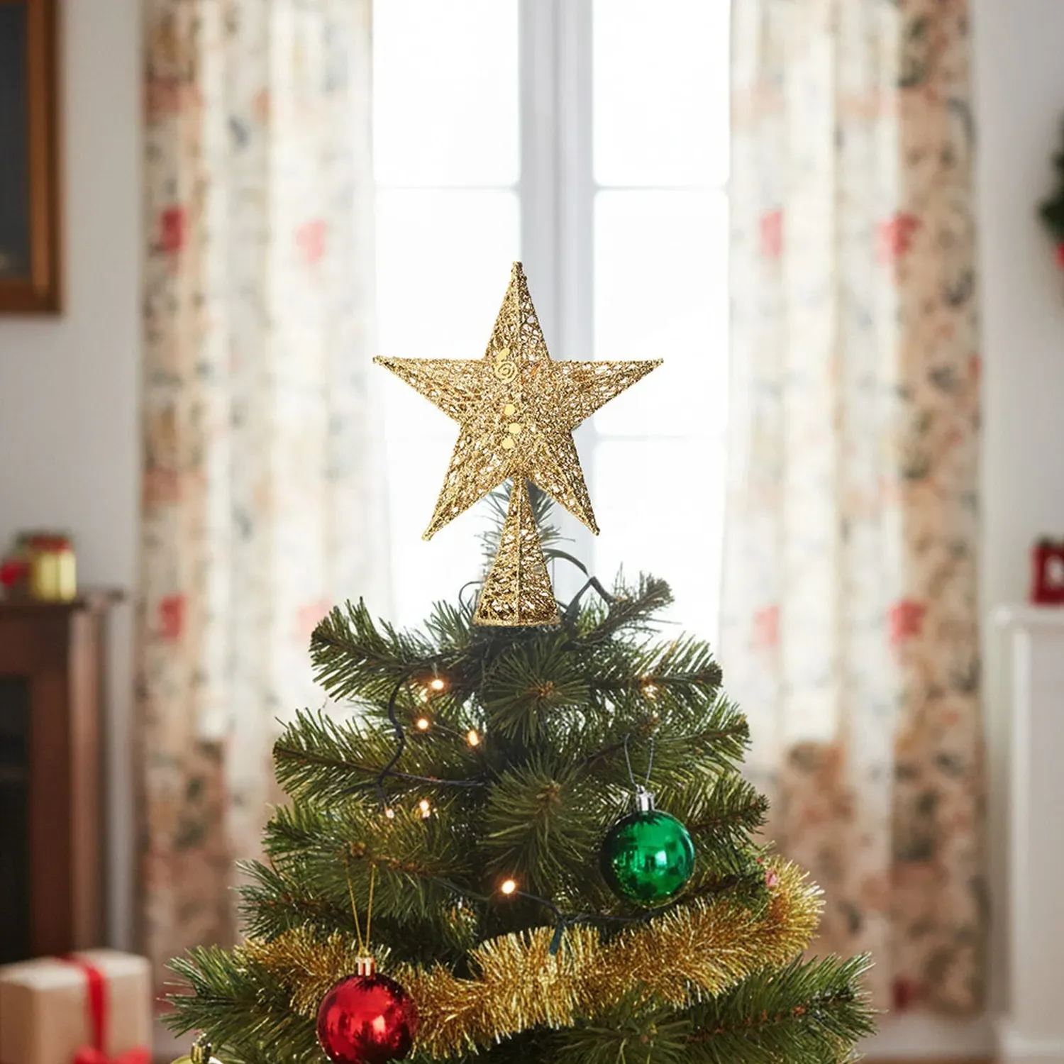 Glitter Star Christmas Tree Topper with LED - Gold by Julian Charles, image 2