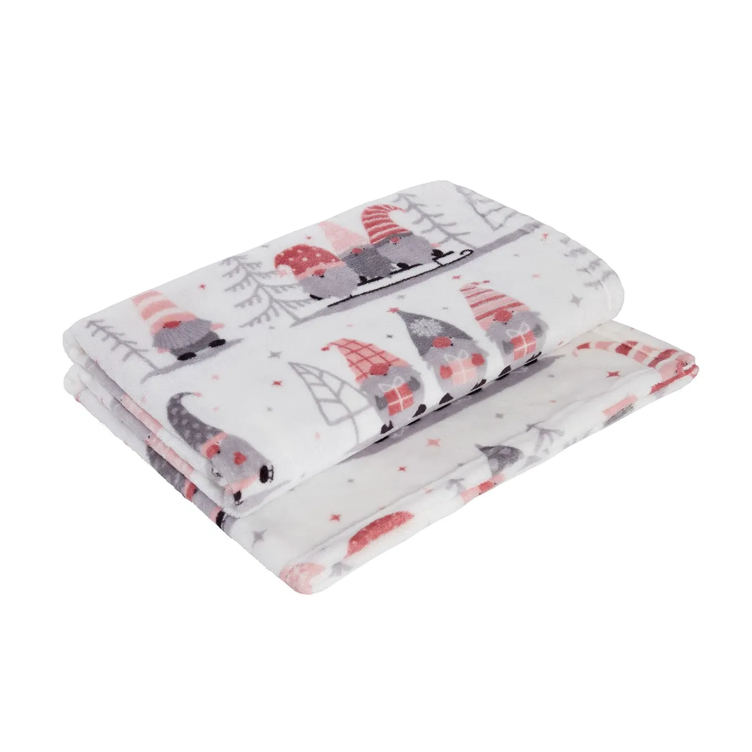 Gonk Friends Printed Christmas Fleece Throw - Pink by Julian Charles, alternate view