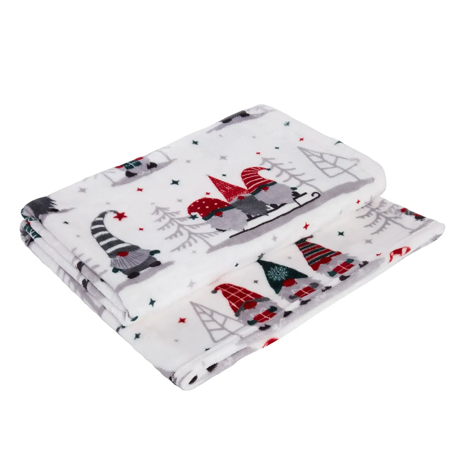 Gonk Friends Printed Christmas Fleece Throw - Red by Julian Charles, alternate view
