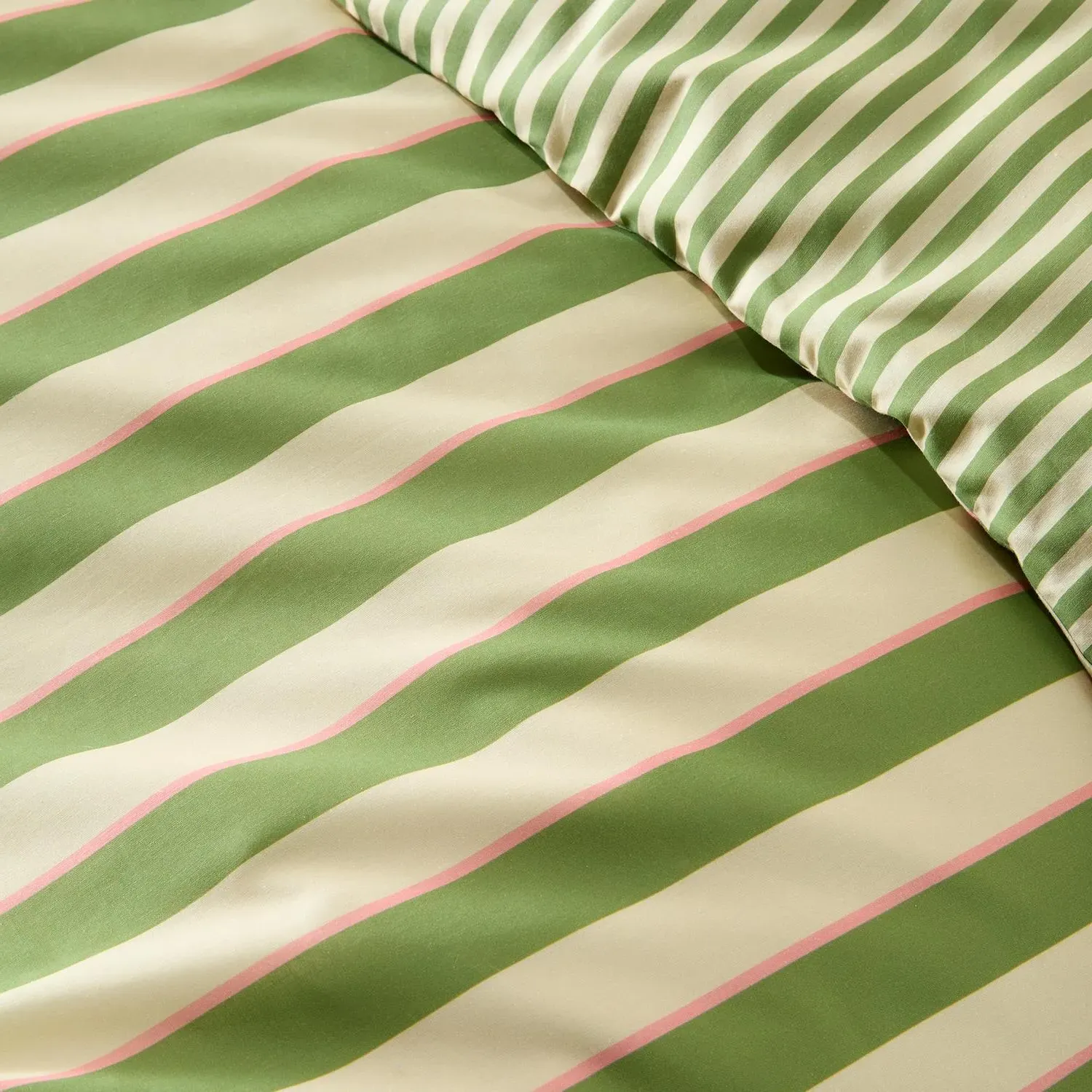 Green Bold Stripe Single Duvet Set - Green, Polycotton by Julian Charles, image 2